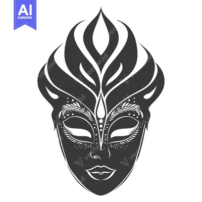 Aset desain premium: Ornate Black and White Venetian Carnival Mask