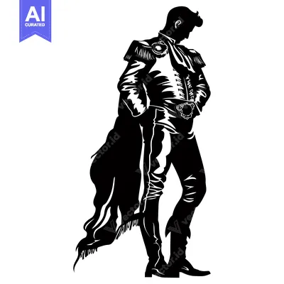 Aset premium populer: Silhouette of a Spanish Matador in a Traditional Costume