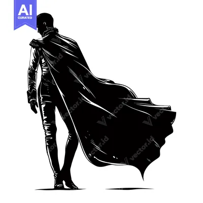 Aset premium populer: Silhouette of a Man Wearing a Cape and Formal Attire