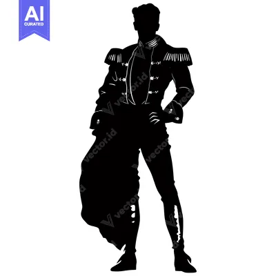 Aset desain premium: Silhouette of a Man in a Traditional Spanish Bullfighting Suit
