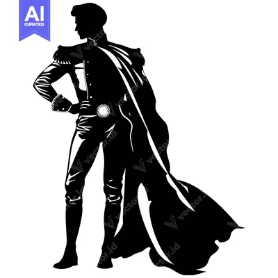 Popular premium asset: Silhouette of a Man in a Cape and Uniform