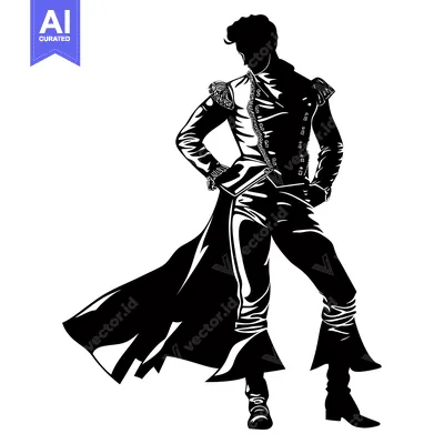 Premium design asset: Silhouette of a Man in a Long Coat and Boots