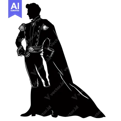 Popular premium asset: Silhouette of a Man in a Formal Outfit and a Long Cape