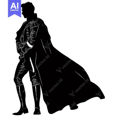 Premium design asset: Silhouette of a Man in a Cape and Formal Attire