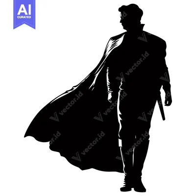 Premium design asset: Silhouette of a Man in a Cape
