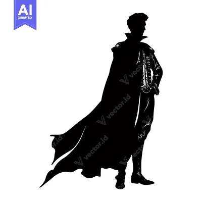 Popular premium asset: Silhouette of a Man in a Long Cloak