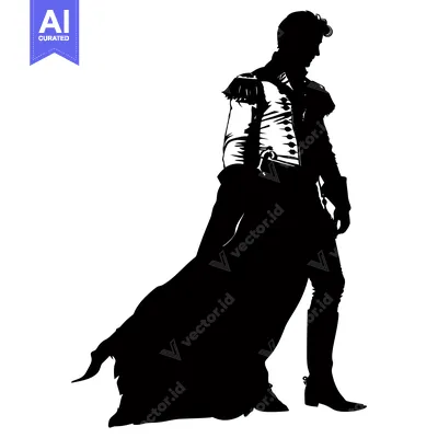 Aset premium populer: Silhouette of a man in a long coat and boots
