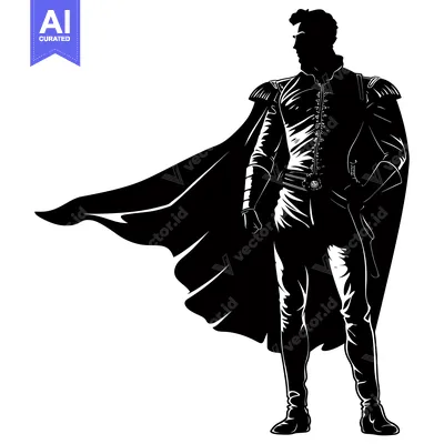 Popular premium asset: Silhouette of a Man in a Cape and Uniform