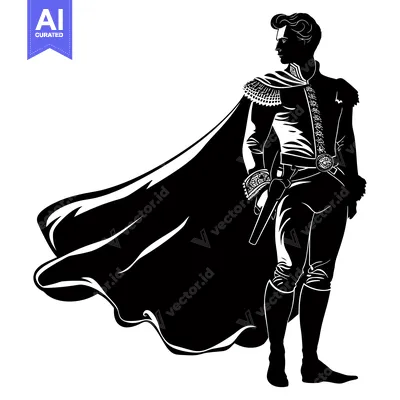Aset premium populer: Silhouette of a Prince in a Flowing Cape