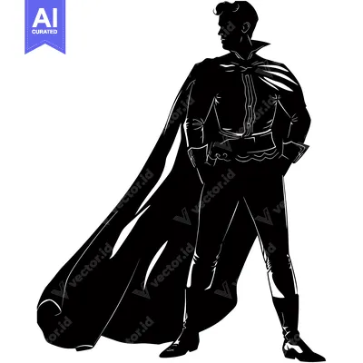 Premium design asset: Silhouette of a Man Wearing a Cape and Boots