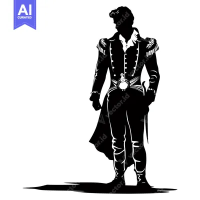 Aset premium populer: Silhouette of a Man in Formal Attire with a Sword