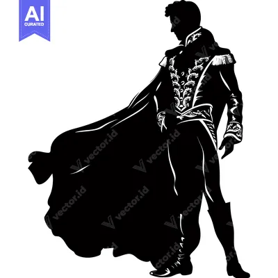 Aset premium populer: Silhouette of a Man in a  Elaborate  Costume and Cape