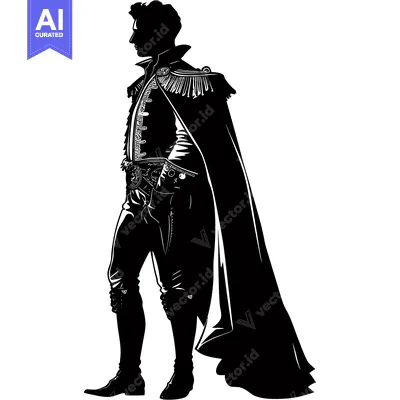 Aset premium populer: Silhouette of a man in a cape and ornate clothing