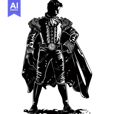 Aset premium populer: Silhouette of a Proud Matador in Traditional Costume