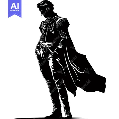 Silhouette of a Man in a Formal Outfit and Cape