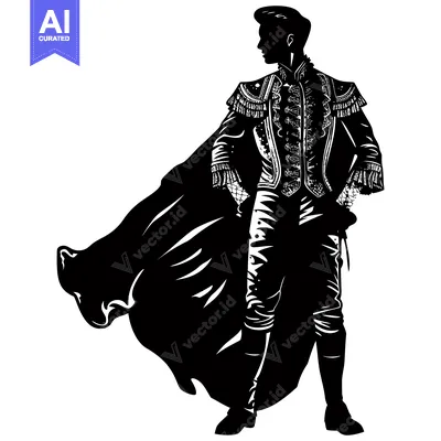Aset desain premium: Silhouette of a Matador in a Traditional Costume