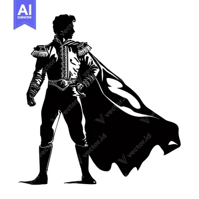 Premium design asset: Silhouette of a Man in a Cape and Ornate Clothing