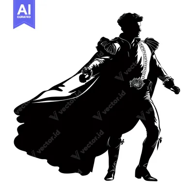 Popular premium asset: Silhouette of a Man Wearing a Cape and a Sash