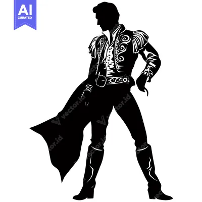 Premium design asset: Silhouette of a Man in a Fancy Jacket and Boots