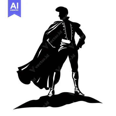 Aset premium populer: Silhouette of a man in a cape standing on a hill