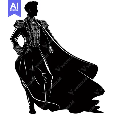 Aset premium populer: Silhouette of a Man in a Formal Suit and Cape