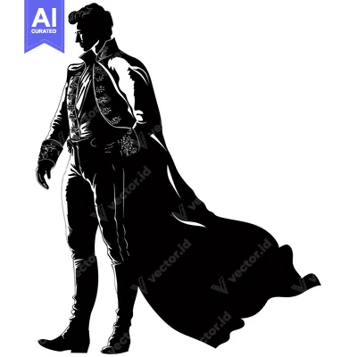 Premium design asset: Silhouette of a man in a long coat and boots