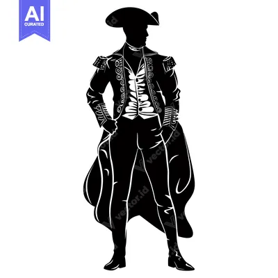 Silhouette of a Man in a  18th Century Style Costume