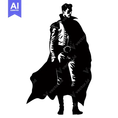 Premium design asset: Silhouette of a Man in a Long Coat and Hat