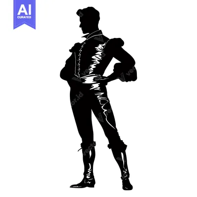 Aset desain premium: Silhouette of a Man in Renaissance Clothing