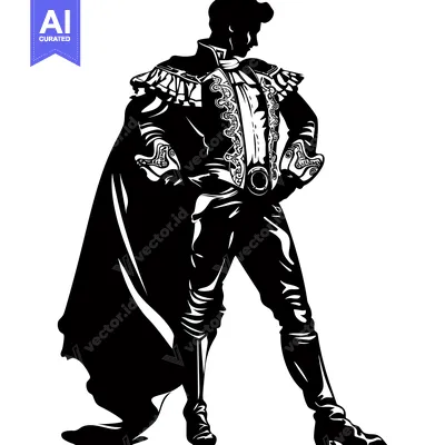 Aset premium populer: Silhouette of a Man in a Historical Costume