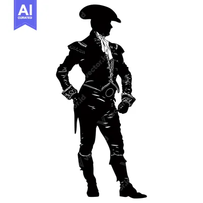 Premium design asset: Silhouette of a Man in Traditional Spanish Bullfighting Attire