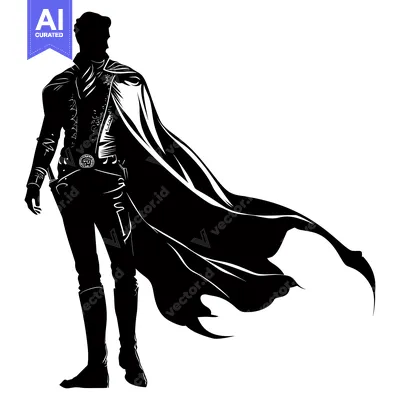 Premium design asset: Silhouette of a Man in a Cape and Trousers