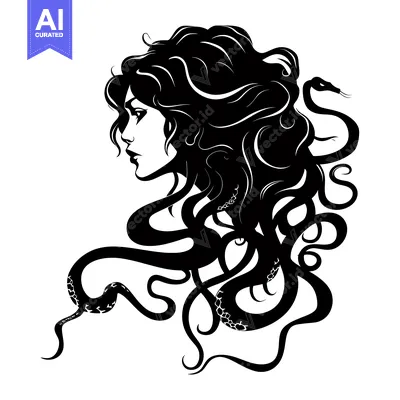 Aset desain premium: A Profile of a Woman with Snakes for Hair