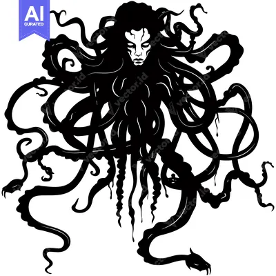 Popular premium asset: A Stylized Black and White Image of a Gorgon