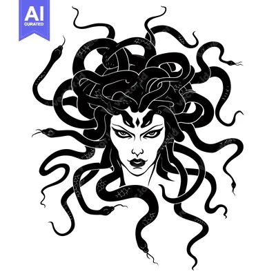 Aset premium populer: Medusa, Greek Mythology Monster with Snake Hair