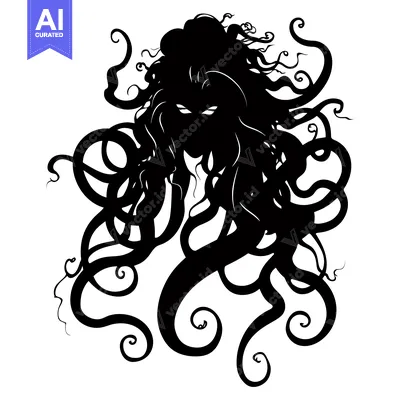 Aset premium populer: Silhouette of a Woman with Tentacle-like Hair