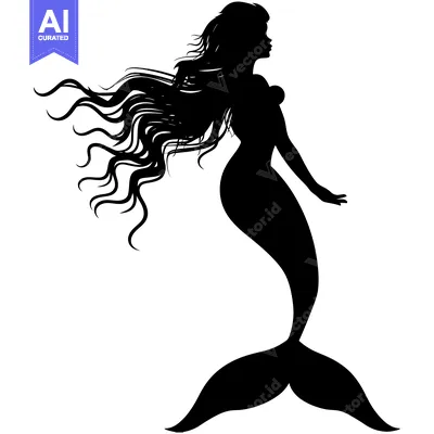 Popular premium asset: Silhouette of a Mermaid with Flowing Hair
