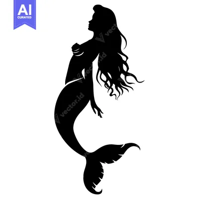 Popular premium asset: A Black and White Silhouette of a Mermaid