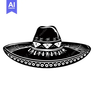 Aset premium populer: Black and White Illustration of a Sombrero