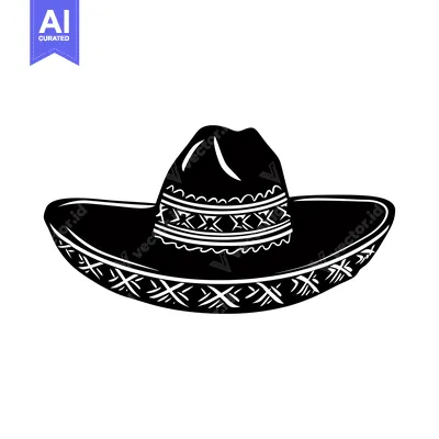 Premium design asset: Black and White Illustration of a Sombrero
