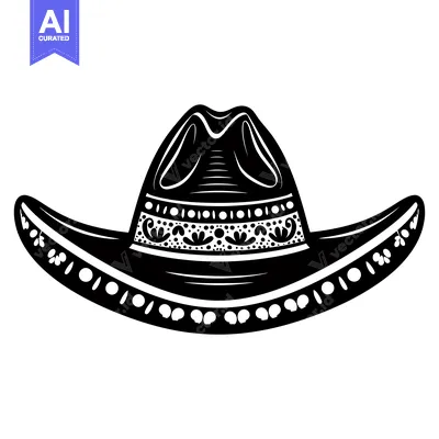 Popular premium asset: Black and White Illustration of a Cowboy Hat with Detailed Design