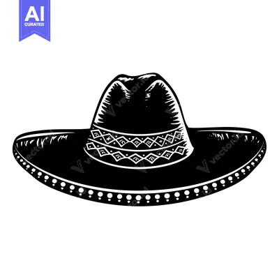 Aset premium populer: Black and White Illustration of a Sombrero