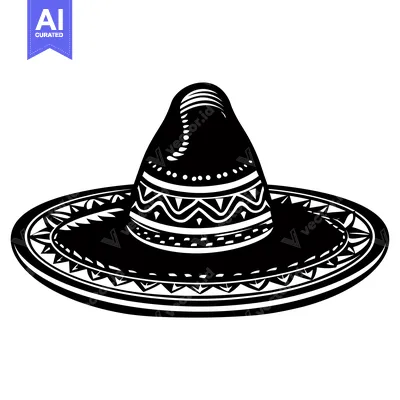 Popular premium asset: Black and White Illustration of a Traditional Mexican Sombrero Hat
