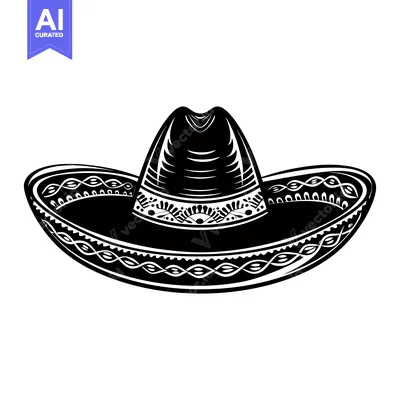 Black and White Sombrero with Detailed Embellishments