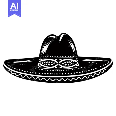 Popular premium asset: Black and White Illustration of a Sombrero