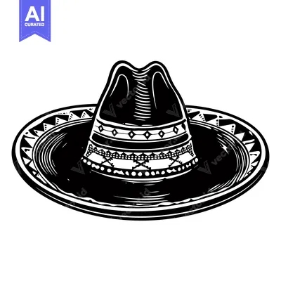 Popular premium asset: Black and White Illustration of a Sombrero