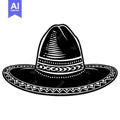 Aset premium populer: Black and White Illustration of a Traditional Mexican Sombrero