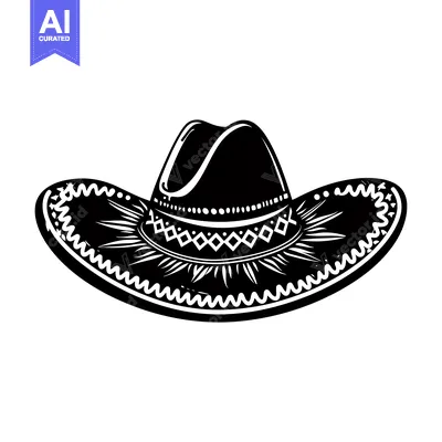 Popular premium asset: Black and White Illustration of a Mexican Sombrero