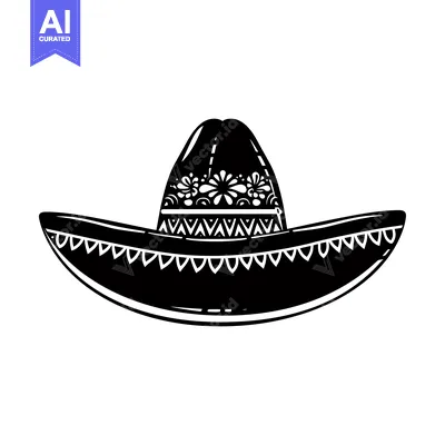 Aset premium populer: Black and White Illustration of a Sombrero