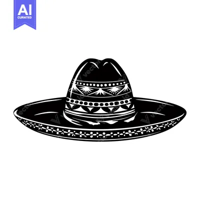 Popular premium asset: Black and White Illustration of a Traditional Mexican Sombrero